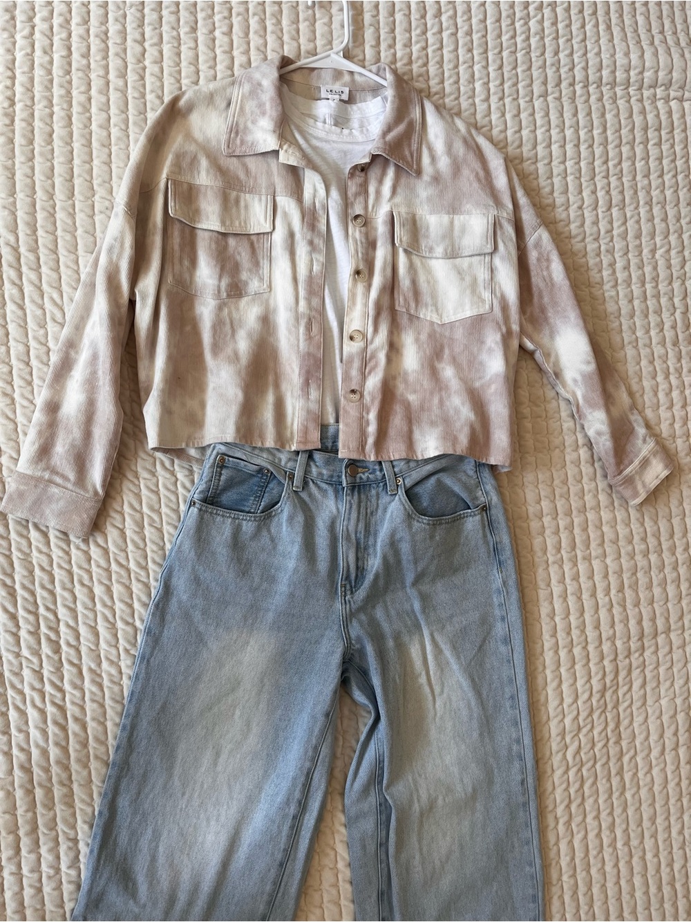 Le Lis Cream and Beige Tie-Dye Utility Jacket